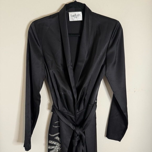 Ba&sh x Jay Ahr Black Janeiro Wrap Dress Size 6 - Picture 4 of 11